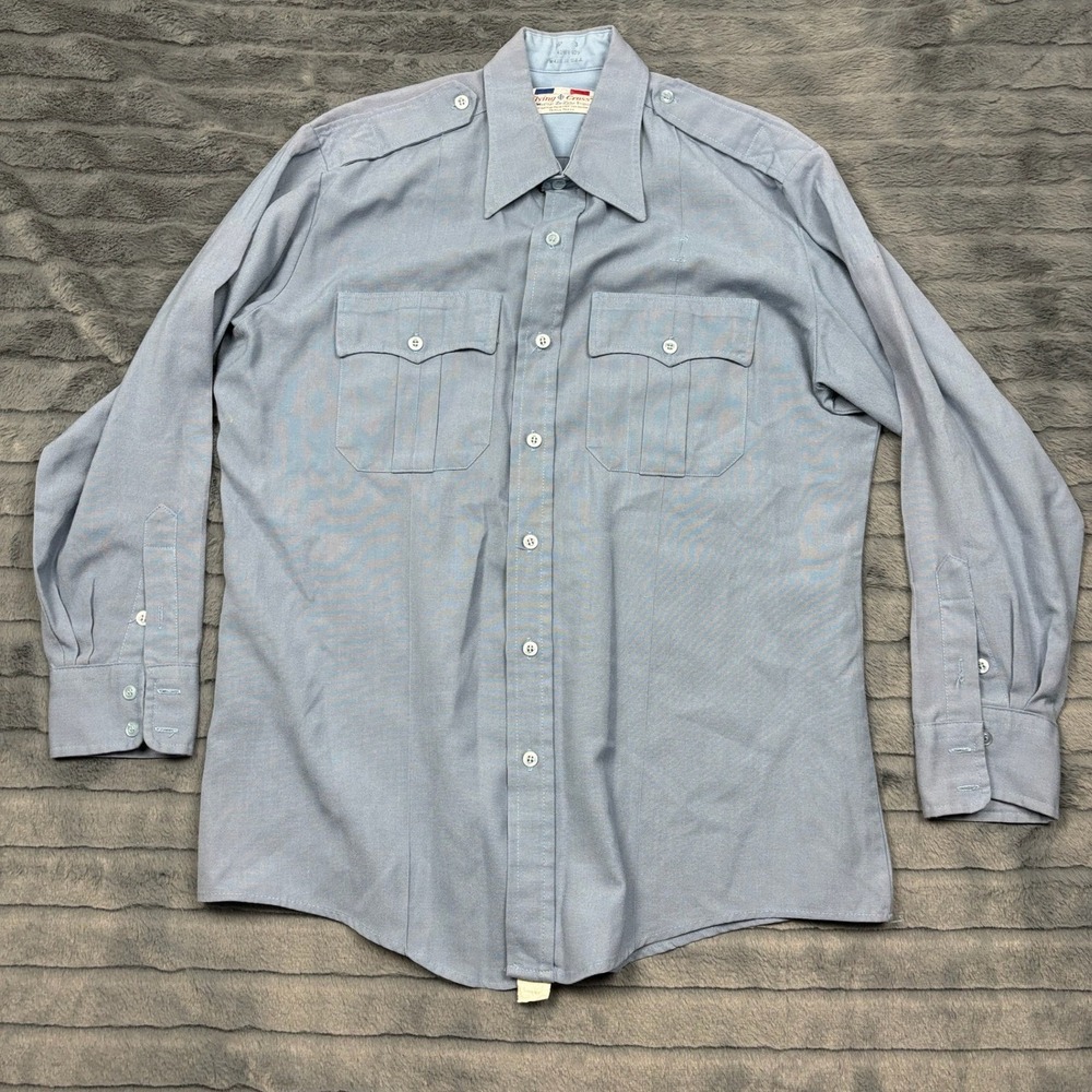 Flying Cross Mens Light Blue Deluxe Tropical Uniform Shirt 16.5 x 3 45W6625 LS